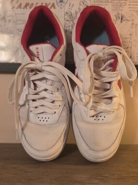 Converse White and Red Low-Top Athletic Sneakers